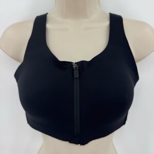 Lululemon Athletica Black Zip Front Sports Bra 34C Cross Back Supportive